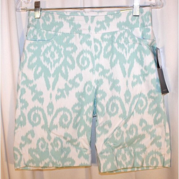 NEW SLIMSATION Golf Walking Shorts Size 4 Ice Blue White Slimming Pull-On - Picture 1 of 4